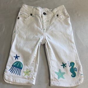 Gymboree - White Kids' Jeans with Embroidered sealife design